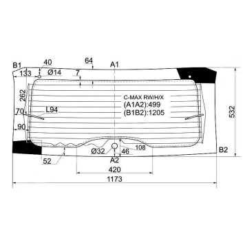 Стекло заднее с обогревом FORD C-MAX 03-10 <b>XYG C-MAX RW/H/X</b>