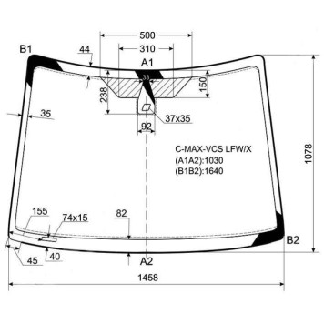 Стекло лобовое в клей FORD C-MAX MPV 03- <b>XYG C-MAX-VCS LFW/X</b>