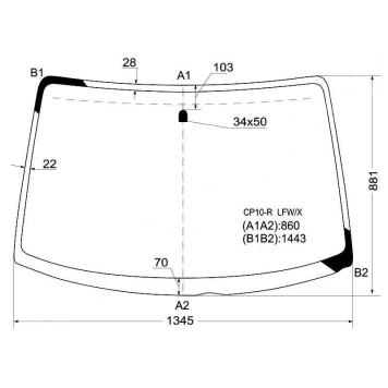 Стекло лобовое в клей TOYOTA YARIS VERSO / FUNCARGO 99-05 <b>XYG CP10-R LFW/X</b>