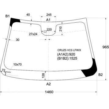 Стекло лобовое в клей CHEVROLET CRUZE / DAEWOO LACETTI 2009- <b>XYG CRUZE-VCS LFW/X</b>