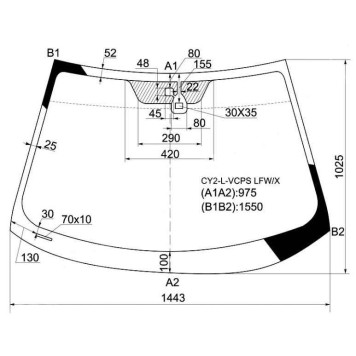 Стекло лобовое в клей LANCER X 2008- C д.д. / LANCER SPORTBACK <b>XYG CY2-L-VCPS LFW/X</b>