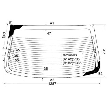 Стекло заднее с обогревом MITSUBISHI LANCER ( X ) CZ4A 4D SEDAN 2007- <b>XYG CY2 RW/H/X</b>