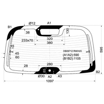 Стекло заднее (крышка багажника) с обогревом CHRYSLER PT CRUISER 4D HB 01- <b>XYG DB09712 RW/H/X</b>