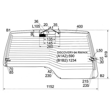 Стекло заднее с обогревом LAND ROVER DISCOVERY I 5D SUV 94-98 <b>XYG DISCOVERY-94 RW/H/X</b>