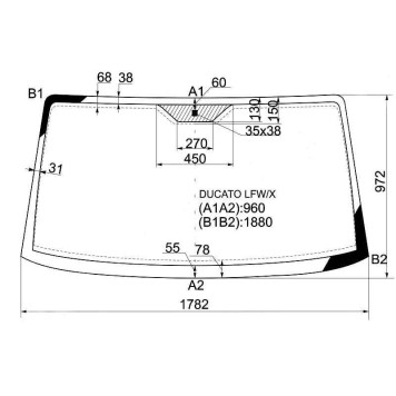 Стекло лобовое в клей FIAT DUCATO / PEUGEOT BOXER / CITROEN JUMPER 94-06 / DUCATO 07- (RUS) <b>XYG DUCATO LFW/X</b>