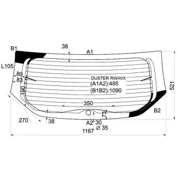 Стекло заднее (крышка багажника) с обогревом RENAULT DUSTER SUV 10- <b>XYG DUSTER RW/H/X</b>
