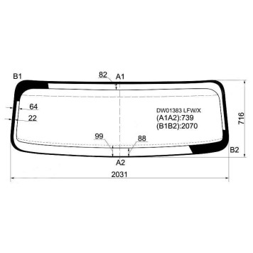 Стекло лобовое в клей NAVISTAR / INTERNATIONAL 5000 2 DOOR CONVENTIONAL CAB 2000-2006 <b>XYG DW01383 LFW/X</b>