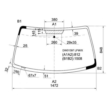 Стекло лобовое в клей MAZDA TRIBUTE / FORD MAVERICK / ESCAPE 00-08 <b>XYG DW01397 LFW/X</b>