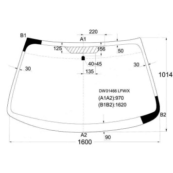 Стекло лобовое в клей CHRYSLER 300M / CONCORDE / DODGE INTREPID 4D SED 98-2004 <b>XYG DW01466 LFW/X</b>