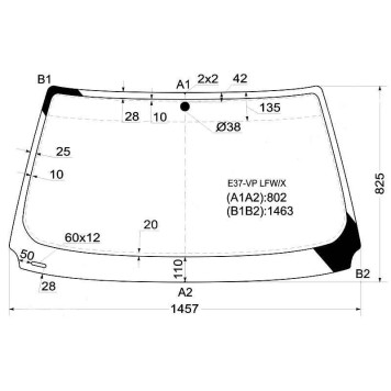 Стекло лобовое в клей BMW 3-SERIES E36 91-99 2D CPE / CBR <b>XYG E37-VP LFW/X</b>