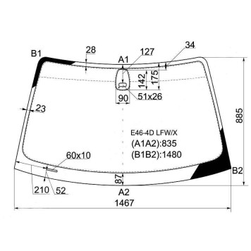 Стекло лобовое в клей BMW 3-SERIES E46 98-05 4 / 5D <b>XYG E46-4D LFW/X</b>