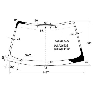 Стекло лобовое в клей BMW 3-SERIES E46 1998-2005 4 / 5D <b>XYG E46-99 LFW/X</b>