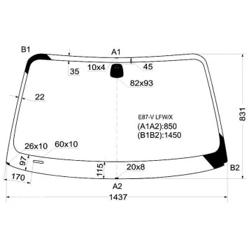 Стекло лобовое в клей BMW 1-SERIES E87 04- 2 / 3 / 5D <b>XYG E87-V LFW/X</b>