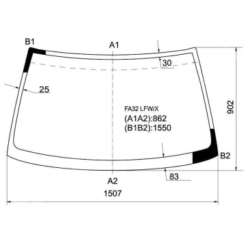 Стекло лобовое в клей NISSAN CEFIRO / MAXIMA 94-00 4 / 5D / INFINITI I30 97-00 <b>XYG FA32 LFW/X</b>