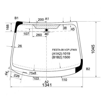 Стекло лобовое в клей FORD FIESTA 3D / 5D HATCHBACK 9 / 2008- <b>XYG FIESTA-08-VCP LFW/X</b>