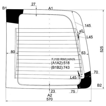 Стекло заднее (распашной двери) левое с обогревом TOYOTA LAND CRUISER (GX) 98-07 <b>XYG FJ100 RW/LH/H/X</b>