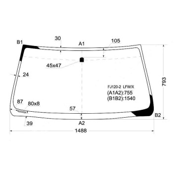 Стекло лобовое в клей TOYOTA LAND CRUISER PRADO 3 / 5D / LEXUS GX470 02-09 <b>XYG FJ120-2 LFW/X</b>