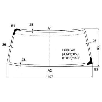 Стекло лобовое в клей TOYOTA LAND CRUISER PRADO 3 / 5D #J9# 96-02 <b>XYG FJ90 LFW/X</b>