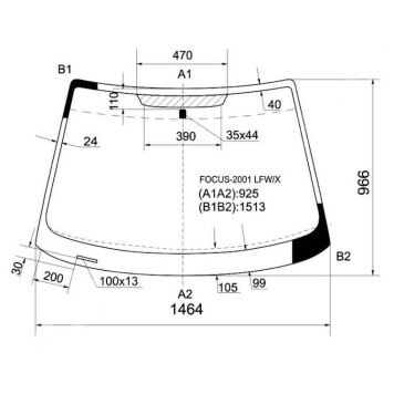 Стекло лобовое в клей FORD FOCUS 4D SED, 3 / 5D HB / BRK 98- <b>XYG FOCUS-2001 LFW/X</b>