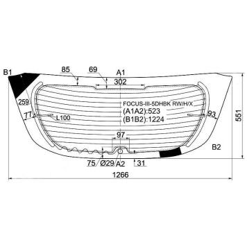Стекло заднее с обогревом FORD FOCUS III 5D HBK 11-15 <b>XYG FOCUS-III-5DHBK RW/H/X</b>