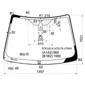 Стекло лобовое в клей FORD FOCUS 3D / 4D / 5D HBK / WGN 04- широкий козырек <b>XYG FOCUS-II-VCS-7X LFW/X</b>