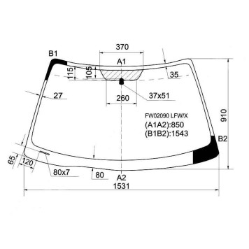 Стекло лобовое в клей TOYOTA SOLARA 2D COUPE 1999- <b>XYG FW02090 LFW/X</b>