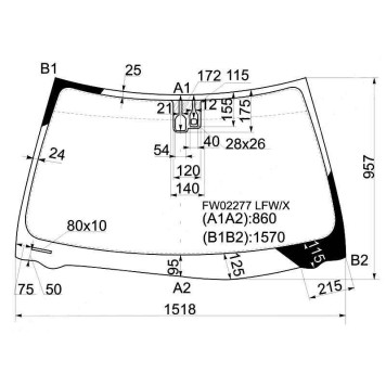 Стекло лобовое в клей LEXUS ES300 / 330 2001-2006 <b>XYG FW02277 LFW/X</b>