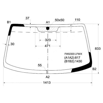 Стекло лобовое в клей HYUNDAI COUPE / TIBURON / TUSCANI 02-09 <b>XYG FW02303 LFW/X</b>
