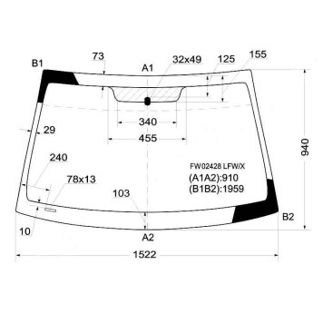 Стекло лобовое в клей MITSUBISHI GALANT 4D SEDAN 2004- <b>XYG FW02428 LFW/X</b>