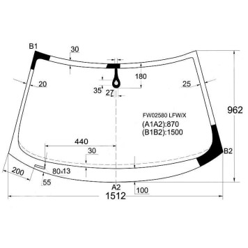 Стекло лобовое в клей AU A3 / S3 03- 3 / 5D <b>XYG FW02580 LFW/X</b>