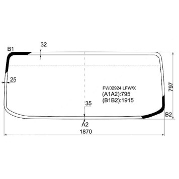 Стекло лобовое в клейISUZU ELF NPR / NQR / 7.5 / 9.5 (сб. Россия) / GMC W35# / W45# / W55# 06- <b>XYG FW02924 LFW/X</b>