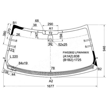 Стекло лобовое в клей LAND ROVER RANGE ROVER III 05-09 (VOGUE) - прямоугольный ДД <b>XYG FW02932 LFW/H/W/X</b>