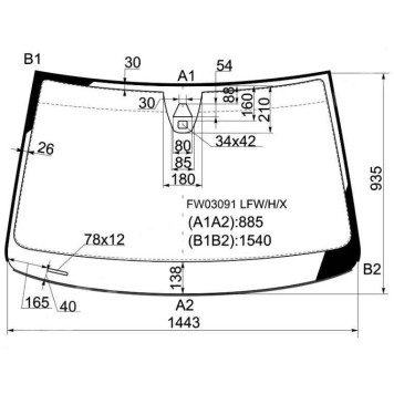 Стекло лобовое в клей VOLKSWAGEN PASSAT CC 2008- д.д. и кам <b>XYG FW03091 LFW/H/X</b>