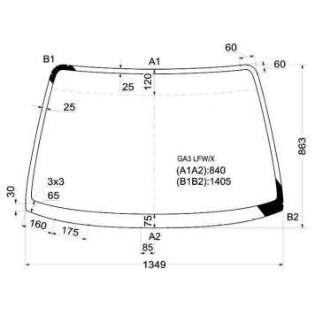 Стекло лобовое в клей HONDA LOGO 96-0 3 / 5D <b>XYG GA3 LFW/X</b>