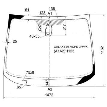 Стекло лобовое (Датчик дождя) Ford Galaxy 06-10 <b>XYG GALAXY-06-VCPS LFW/X</b>