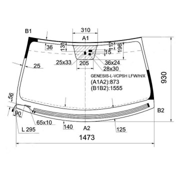 Стекло лобовое с обогревом щеток в клей HYUNDAI GENESIS 2008- 4D <b>XYG GENESIS-L-VCPSH LFW/H/X</b>
