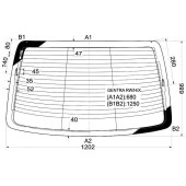 Стекло заднее с обогревом в клей DAEWOO GENTRA / CHEVROLET AVEO 4D 06-11 <b>XYG GENTRA RW/H/X</b>