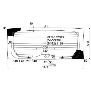 Стекло заднее (крышка багажника) с обогревом HYUNDAI GETZ / CLICK 02- 3 / 5D <b>XYG GETZ-1 RW/H/X</b>