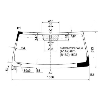 Стекло лобовое с обогревом щеток в клей TOYOTA 4RUNNER 09- <b>XYG GNR280-VCP LFW/H/X</b>