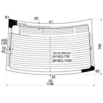 Стекло заднее с обогревом в клей LEXUS GS300 / 350 / 430 / 460 05-12 <b>XYG GS-05 RW/H/X</b>