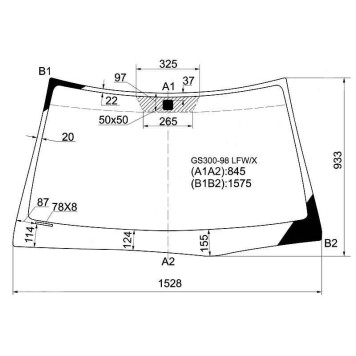 Стекло лобовое в клей LEXUS GS300 / 400 / 430 97-05 <b>XYG GS300-98 LFW/X</b>