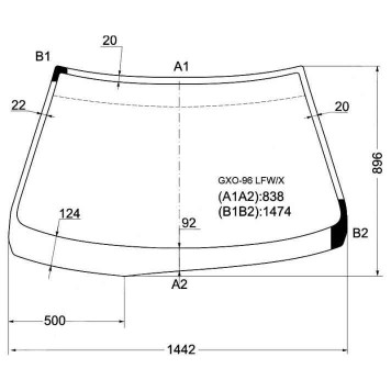 Стекло лобовое в клей TOYOTA CRESTA 4D SEDAN 96- <b>XYG GXO-96 LFW/X</b>