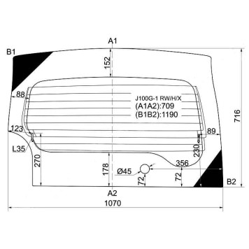 Стекло заднее с обогревом TOYOTA CAMI J1##E 99-05 / DAIHATSU TERIOS J10# 97-06 <b>XYG J100G-1 RW/H/X</b>