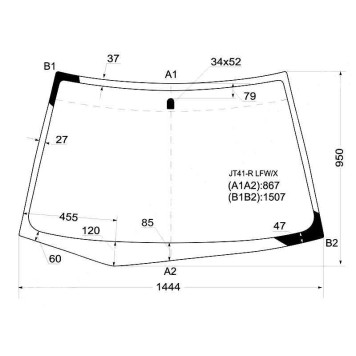 Стекло лобовое в клей MITSUBISHI LANCER / CEDIA SED / WGN 2000- <b>XYG JT41-R LFW/X</b>