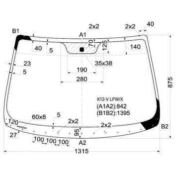 Стекло лобовое в клей NISSAN MICRA / MARCH 2002-2010 3 / 5D <b>XYG K12-V LFW/X</b>