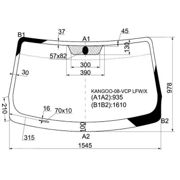 Стекло лобовое в клей RENAULT KANGOO II 2007- <b>XYG KANGOO-08-VCP LFW/X</b>
