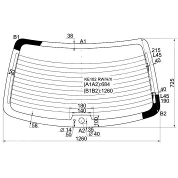 Стекло заднее (крышка багажника) с обогревом TOYOTA COROLLA LEVIN / SPRINTER COUPE 1991-1995 <b>XYG KE102 RW/H/X</b>
