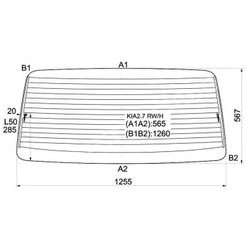 Стекло заднее (крышка багажника) с обогревом KIA BESTA 2.7 <b>XYG KIA2.7 RW/H</b>