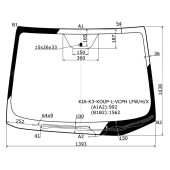 Стекло лобовое с обогревом щеток в клей KIA K3 / CERATO KOUP 2D 13- <b>XYG KIA-K3-KOUP-L-VCPH LFW/H/X</b>