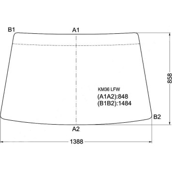 Стекло лобовое в резинку TOYOTA LITEACE VAN WAGON 85-92 / TOWNACE (TRUCK до 2006г) <b>XYG KM36 LFW</b>